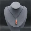 Pendant Necklaces Pendants Jewelry Natural Crystal Stone Agate Spiral Wire Hexagon Necklace 7 Chakra Amethyst Rose Dhrbq