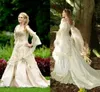 2022 Vintage Gothique Robes De Mariée Princesse Corset Retour À Manches Longues Jardin Robe De Mariée Celtique Renaissance Cosplay Boho Robes De Mariée