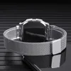 Montres-bracelets Montre Numérique Pour Femmes Hommes De Luxe Électronique LED Montre-Bracelet Or Argent Maille Ceinture Magnétique Bracelet En Métal De Mode Dames Horloge