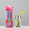 Palha de bebida colorida Arte criativa de plástico de plástico suco de dobra de dobra longa manual manual diy sn4611