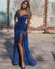 Luxury 2022 Mermaid Split Prom Dresses Royal Blue Sparkly Beading Sequined Evening Dress Formal Wear Party Gowns