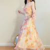 Summer Dress A-Line Vintage Dres Halter Chiffon Floral Dresses Sexig klänning Elegant Casual Party Dress Long Vestidos 220517