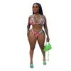 Zomer Sexy Dames Badmode 3 Stuk Bikini Set Mode Gedrukte Outfits Sexy Sportbeha + Shorts Badpak Vrije tijd Strandkleding