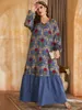 Plus storlek klänningar vintage boho kvinnor kväll afrikansk klänning med rosbroderi blommor abaya långa ärmar stora muslimska klädplus