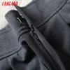 Tangadaファッション女性高品質コットンカジュアルスーツパンツズボンサイドポケットボタンオフィスレディパンタロン6D13 220325