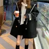 Jackets Autumn Female Mid-long Korean Style Solid Warm Outerwear Lady Faux Wool Navy Lapel Woolen 044d#