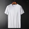 T-shirt da uomo Minglu lavorato a maglia da uomo tinta unita di lusso manica corta da uomo taglie forti 4xl bianco slim fit collo tondo uomo tee