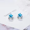 Stud Charme 925 Brincos de prata para mulheres Casamento requintado Crystal Blue Star Brincos de borboleta fofa Lady Lady Annorstud Moni22