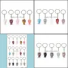 Key Rings Jewelry Natural Stone Angel Sier Color Healing Pink Crystal Car Decor Keyholder Keychains For Women Yydhhome Dro Dhffd