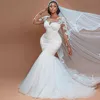 Taille perle perles plus robes de mariée sirène pour femmes africaines 2022 couches transparentes