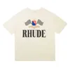 Zatn Men's T -shirt 2023 New Fashion Brand Rhude High Quality Street Vacker Loose Printed Short Sleeved Lovers slitage f￶r m￤n och kvinnor