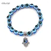 Fili di perline EYE 1pc Fashion Turkey Evil Bracciale 8mm Blue Beads Snow Spacer Alloy Hamsa Hand Bangle per donna UomoBeaded Lars22