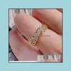 Band Rings Jewelry Women Diamond Row Ring Finger Gold Open Adjustable Cluster Tail Engagement Wedding Fashion Drop Delivery 2021 J67Nl