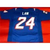 UF Chen37 Aangepast zeldzame 1995 #24 Ty Law Blue White Color Men Game gedragen Retro Jersey College Jersey maat S-5XL of aangepaste naam of nummertrui