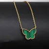 Green White Mother of Shell Double Side Pendant Necklaces for Women 18K Gold Sweet Butterfly Luxury Designer Choker Necklace Jewelry