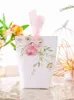 DIY مخصصة الزفاف مفضلات هدية راقية ورقة استحمام الطفل مربعات الزهور الوردي صندوق الحلوى 220706