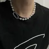 Kettingen eenvoudige roestvrijstalen karabijnhaak parelparelstitch ketting ketting heren industriële stijl ontwerp trendy hiphop mannelijke juweliers sidn22