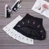 Hög midja mini svart kjolar gotiska streetwear cross print pläterade kvinnor casual college lolita hajuku kjol 220317