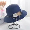 Wide Brim Hats Sun Hat Flower Foldable Headwear Sweat-absorbent Windproof Rope Straw For OutdoorWide