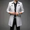 Thoshine Brand Spring Autumn Men Long Trench Coats Superior Quality Buttons Man Fashion Outfit Jackets Windbreaker Plus Size L220725