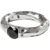 Japoński Prosty Hammered Obsidian 925 Sterling Silver Ring Fashion Women's All-Match Trend Biżuteria Akcesoria