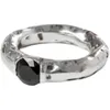 Bague japonaise en argent Sterling 925 en obsidienne martelée Simple, accessoires de bijoux tendance assortis avec tout pour femmes