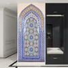 Autocollant Mural de porte en PVC, 2 pièces/ensemble, Simulation de Styles musulmans, décoration de maison, salon chambre à coucher, papier peint artistique en PVC