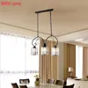 Hängslampor amerikansk stil vintage rustik järnbelysning lyxiga kristall hängande ljusarmaturer för matsalstudio lampansvarig