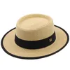 cappello da sole estivo donna moda ragazza paglia nastro fiocco spiaggia casual erba flat top panama bone berretto visiera donna 220423