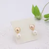 2022 Pear Charm Ear Stud Gold Plated Earrings Pearl Silver/Gold Color