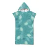 Serviette Imprimé Feuille Microfibre Plage Robe À Capuche Robe Cape Bain Adulte Natation Surf Peignoir Porter