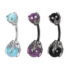 Griffe Nombril Anneaux 14G Acier Chirurgical Nombril Piercing Corps Bijoux Crâne Main Tenant Pierre Barbell