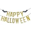 Decorazione per feste Chicinlife 1 Set Happy Halloween Banner con segno di pipistrello Bomboniere per bambini Bandiere appese Ghirlanda Stamina Forniture per la casaFesta