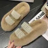 2022 Nieuwe herfst- en winter Warm Luxe Peal Home Furry Slippers vrouwen rond teen muilezels schoenen indoor flip flop vrouw BC4780 G220730