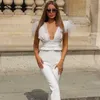 Women Sexy Elegant Overalls Rompers Patchwork PU Waistband Jumpsuit Female Sleeveless Mesh Top Overalls Trousers Party Jumpsuit 210709