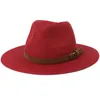 Wide Brim Hats HT3635 Straw Hat Men Women Summer Sun Leather Belt Fedoras Jazz Panama Travel Beach Cap Male Female Eger22