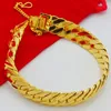 Schakelarmbanden Ketting Groothandel 24k Goud GP 12MM Breedte Heren Armband / Bangle 19.5CM Mode Pure Kleur Mannen Sieraden Lagere PriceLink