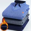 Otoño e invierno para hombres más polar falso dos camisas cálidas Jóvenes de negocios casual moda suéter camisa clásica acolchada top delgado 4XL 220322