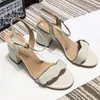 Designer Luxury Leather Sandal Women Designer High Heels With Double Gold-toned Lady Summer Sexy Shoes Mid-heel 7.5-10.5cm Patent Thrill Heels NO21