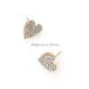 Stud Fashion Jewelry Heart Moucles d'oreilles Rhinstone Cute Drop Livrot Dhvwo