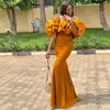 2022 Mustard Yellow Mermaid Prom Dresses Ruffles Off Shoulder Bridesmaid Gowns Black Girl Formal Party Plus Size Maid Of Honor Gow2062347