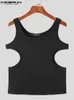 INCERUN Tops Casual All match Eenvoudige mannen Mouwloze Vesten Hol Effen Mode Vest Mannelijke Leisure Tank S 5XL 220624