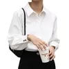 OL Style formel femmes chemises blanches col rabattu Blouse hauts vêtements de travail élégants femme Blusa chemises à simple boutonnage à manches longues 220513