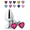 Hjärtformad metall Anal Plug Sexig leksaker Rostfritt slät stål Stålplugg svans Crystal Jewelry Trainer för Womenman Anal Dildo6500693