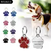 Personalized Engraving Dog Paw Shape Pendant Stainless Steel Cats Dogs Tags Pet Memorial Gift Jewelry Keepsake Prevent Loss