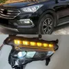 1Set LED DRL lampa mgły mgły dzienne światło z dynamicznym sygnałem skrętu dla Hyundai Santa Fe Sport 2016 2017 2018