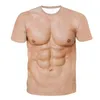 Muscle Body 3D Print Tshirt Men Summer T Shirt Clothing Fashion Street Tees köttmönster överdimensionerad manlig kort ärm trendig 220617