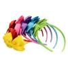 Party Favor Polyester rib with children's bow headband wholesale double butterfly wrapped handmade flower headband