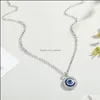 Anhänger Halsketten Mode Kristall Türkische Böse Augen 14mm Halskette Für Frauen Mädchen Glück Schmuck Elegante Schlüsselbein Kette Kurze Yydhhome Dhuzm