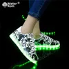 Taille 27-37 USB chargeant des baskets lumineuses pour enfants baskets lumineuses pour garçons filles chaussures LED avec baskets légères avec semelle lumineuse LJ201202